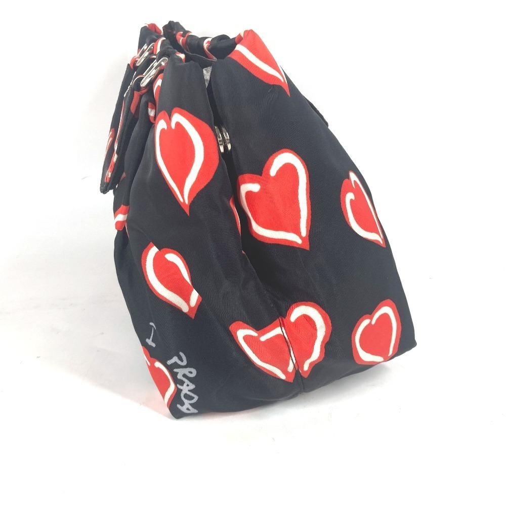 Prada Logo Heart Handbag Nylon Black - Picture 4 of 15